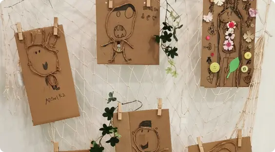 Creative self-portrait art project at Apple Tree Playhouse bilingual childcare in Yishun, fostering imagination and self-expression.
